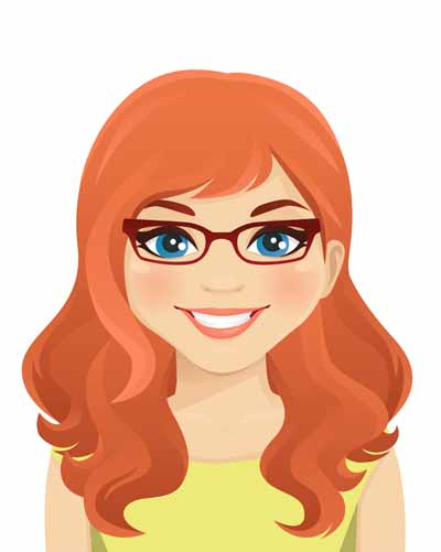 Lächelnder Avatar von Marina mit roten Haaren und Brille