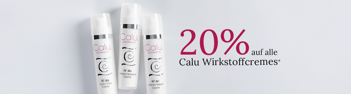 20 % Rabatt auf alle Calu Wirkstoffcremes: N° 4a Hydro Vital, N° 4b Vitamin Balance und N° 4c Intensiv Repair.