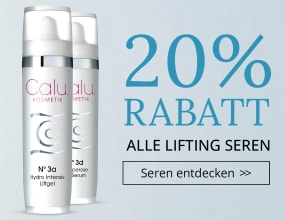 20 % Rabatt auf alle Calu Lifting Seren. Schaltfläche „Seren entdecken“.