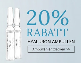 Calu Hyaluron Ampullen mit 20 % Rabatt. Schaltfläche „Ampullen entdecken“.