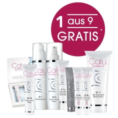 Calu Kosmetik: Ein Produkt aus neun Gratis. Abgebildet mit einem Beispielprodukt.