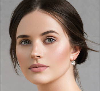 „Werbebanner für Calu Kosmetik mit Nahaufnahme eines weiblichen Gesichts, eins von neun Calu Originalprodukten geschenkt ab 65 Eur, abgebildet mit einem Calu Kosmetik Beispielprodukt.“