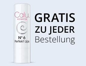 Calu Kosmetik Lippenpflege Nr. 6 „Perfekt Lips“ mit Text: Gratis zu jeder Bestellung.